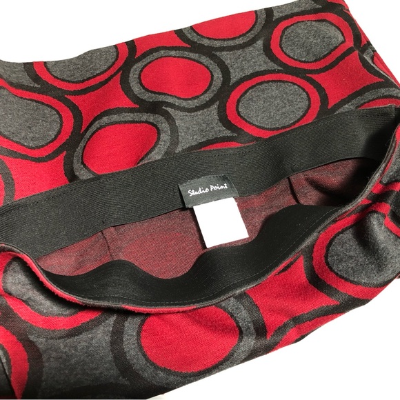 Studio Point Fitted Stretch Skirt, Sz M, Gray/Black/Maroon - Picture 9 of 12
